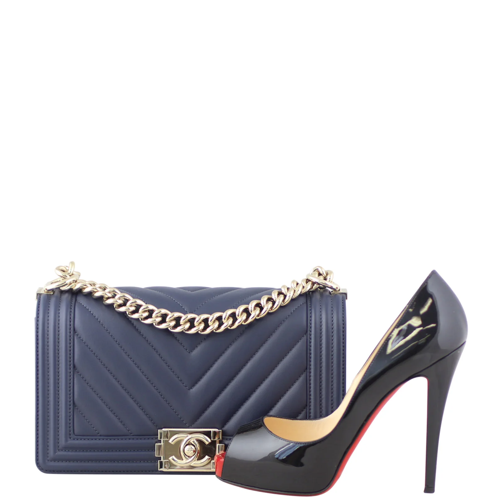 Chanel Boy Chevron Old Medium | Navy Blue - Image 11