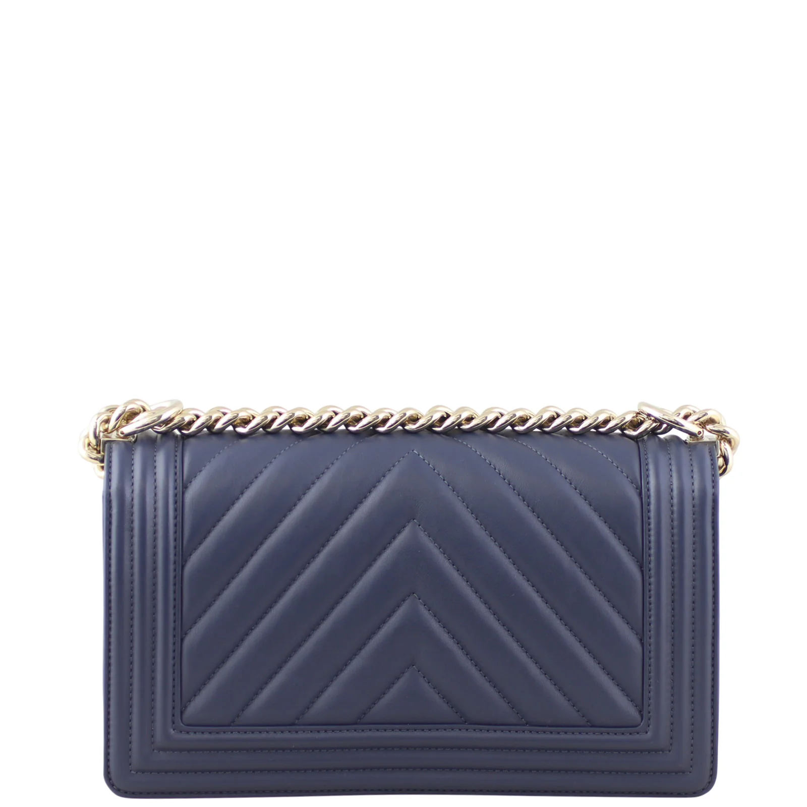 Chanel Boy Chevron Old Medium | Navy Blue - Image 3