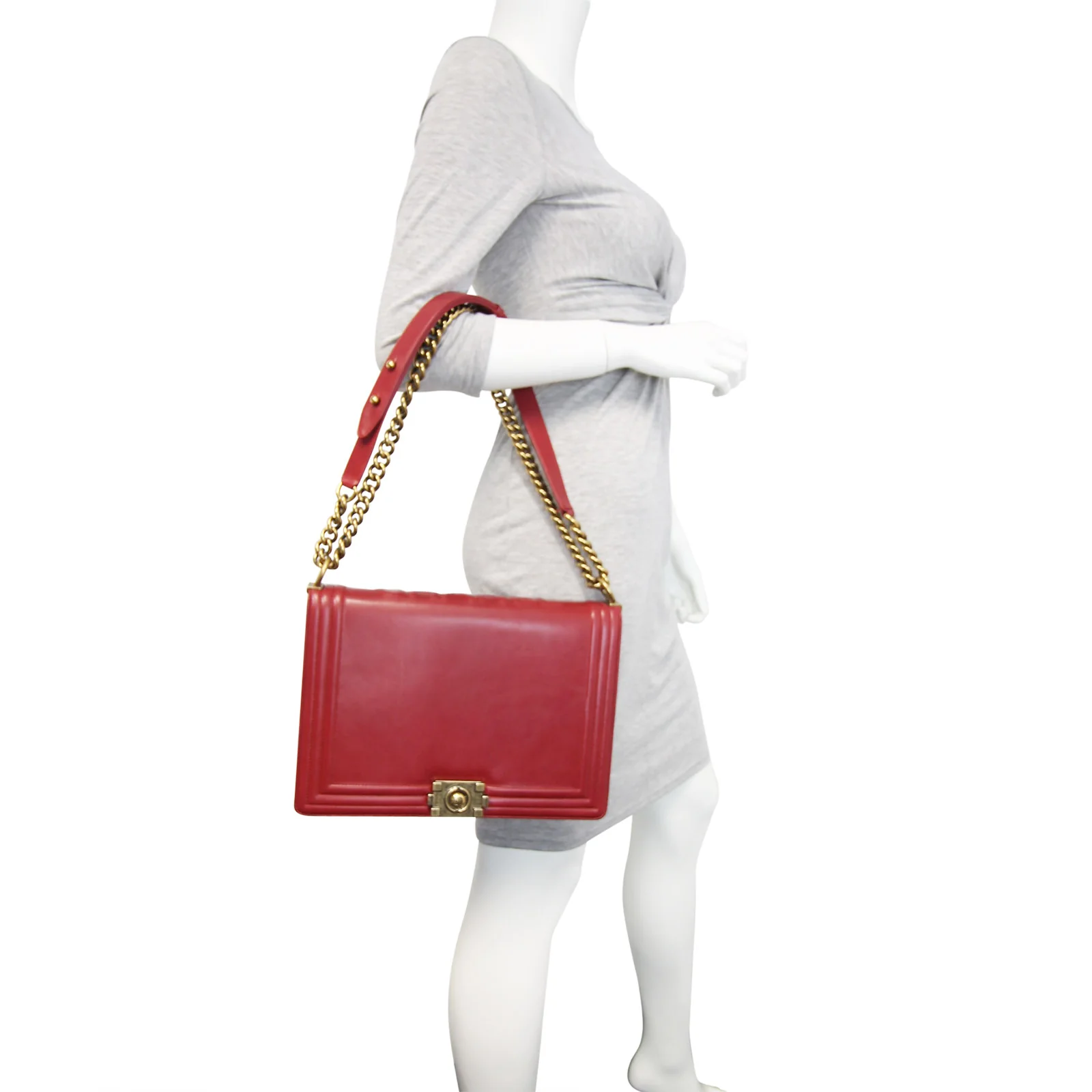 Chanel Boy Large | Red 15 Series - Image 17