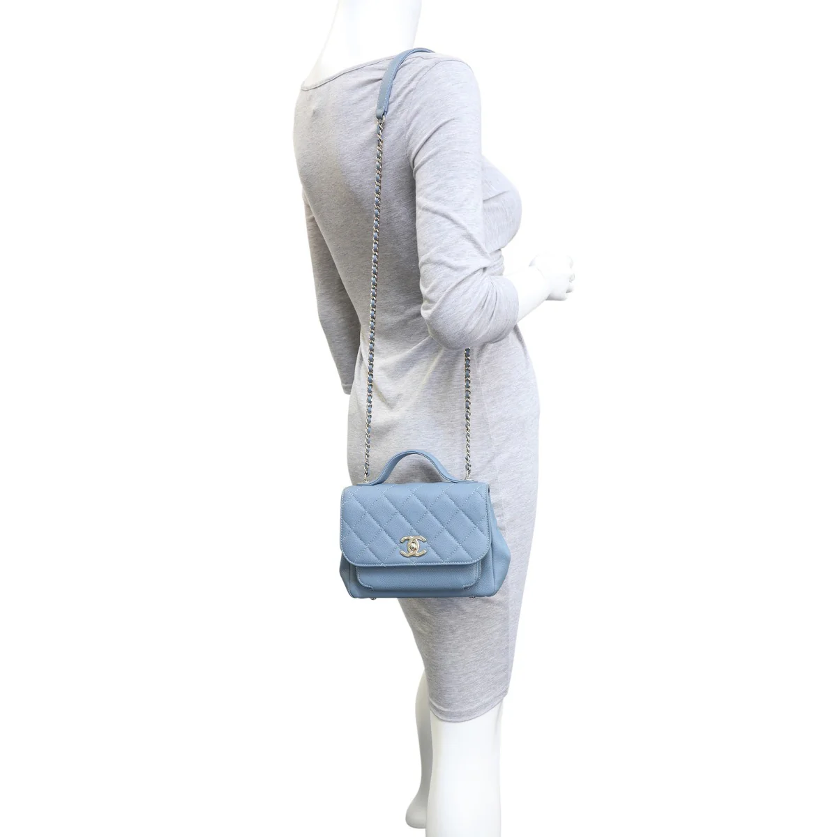 Chanel Business Affinity Small Flap Bag | Muted Slate Blue - Image 12