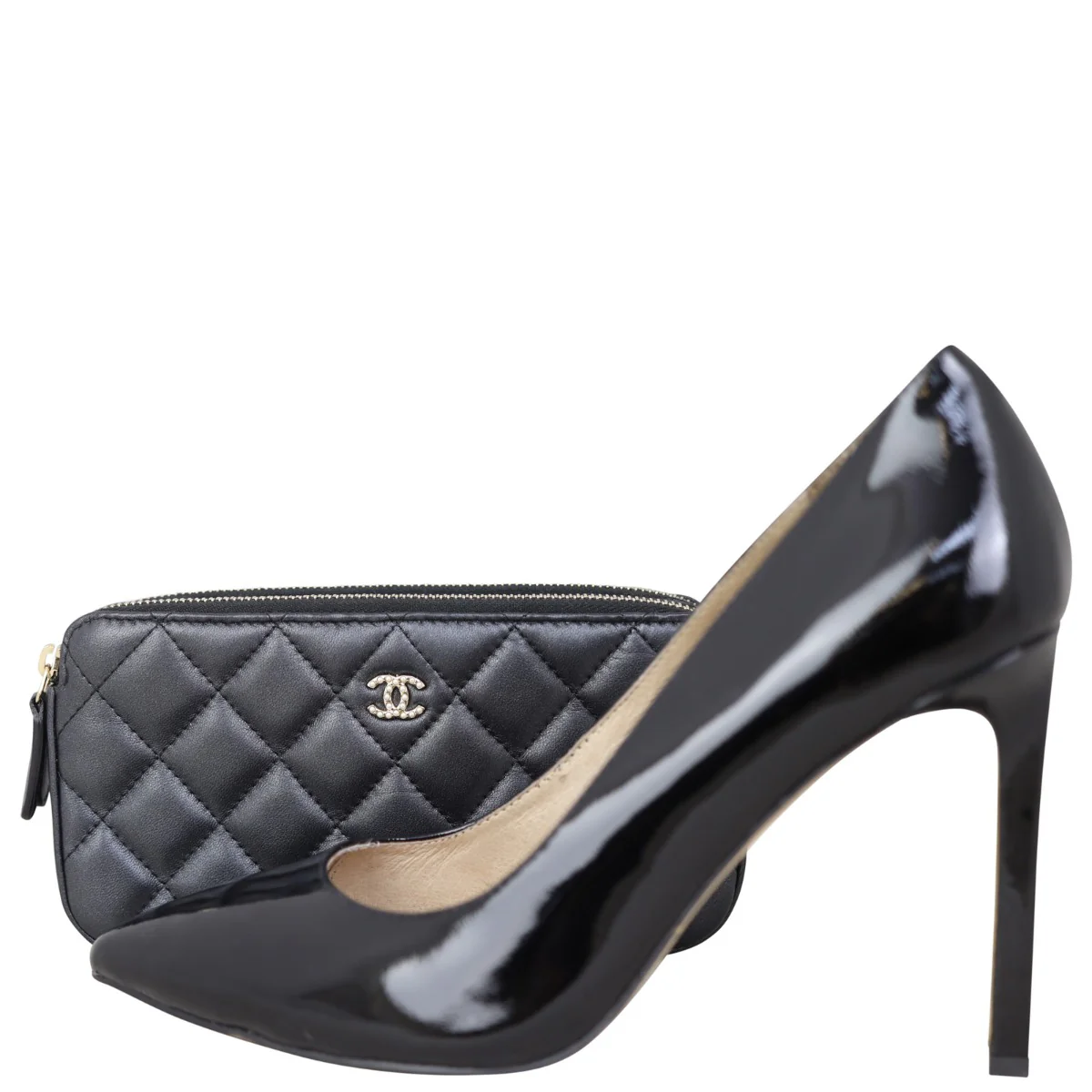 Chanel CC Double Zip Clutch with Pearl Chain - Image 13
