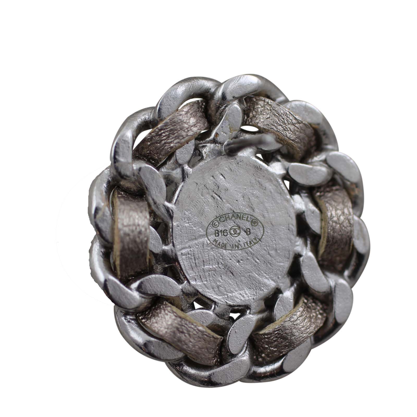 Chanel CC Leather Woven Chain Earrings - Image 3