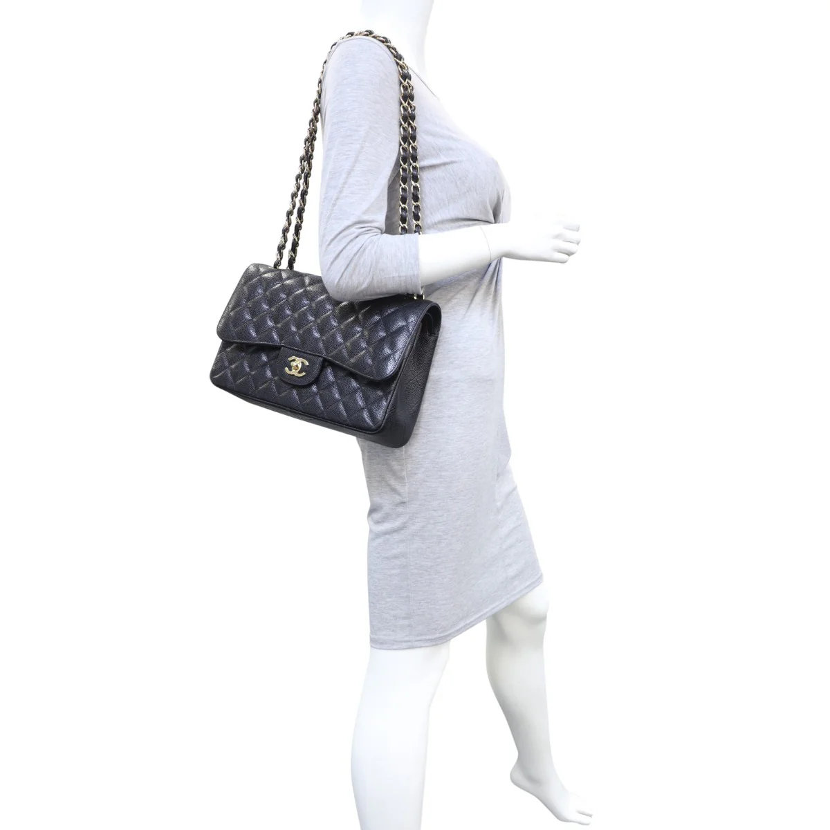Chanel Classic Double Flap Jumbo | Black Caviar GHW - Image 12