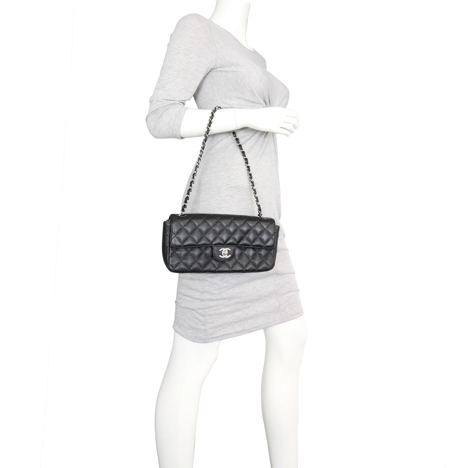 Chanel East West Flap Bag | Caviar - Image 10