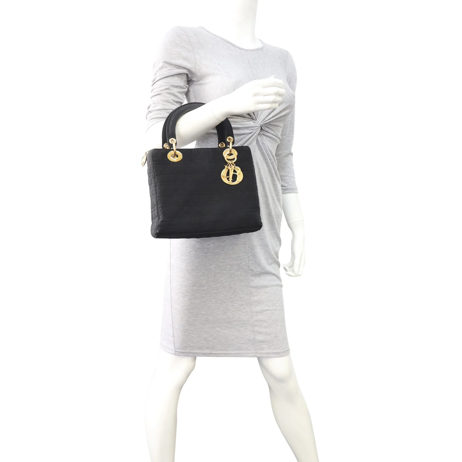 Dior Lady Dior Cannage Quilted Canvas Medium Bag - Image 11